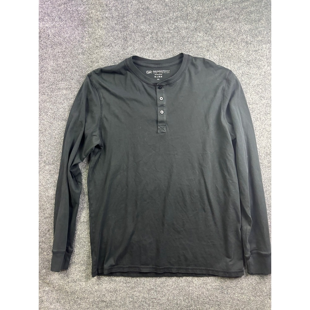Georg Roth Henley Shirt Mens XXL Black Long Sleeve‎ 100% Pima Cotton 62213